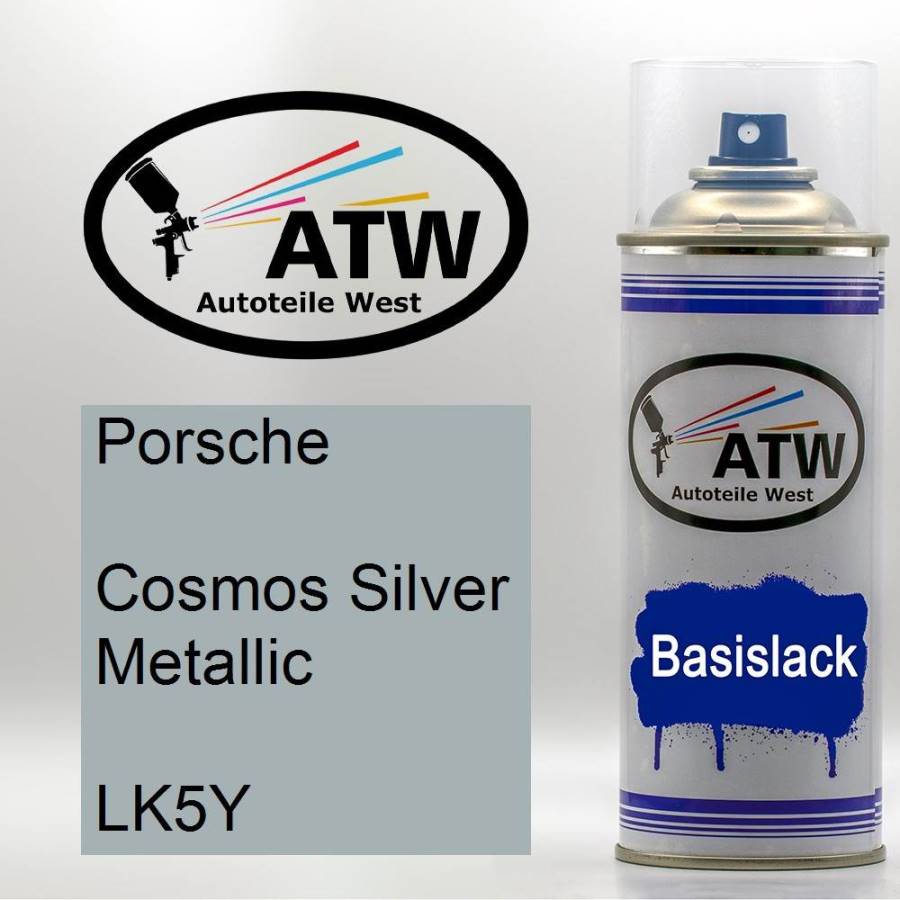 Porsche, Cosmos Silver Metallic, LK5Y: 400ml Sprühdose, von ATW Autoteile West.
